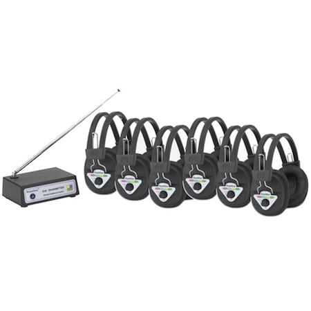 Hamiltonbuhl Hamilton Electronics W906-MULTI Wireless Listenting Center- 6 Station with Headphones and Transmitter- Multi Frequancy W906-MULTI